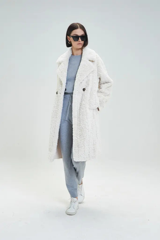 Goa Goa Partesa Natural Faux Fur Coat
