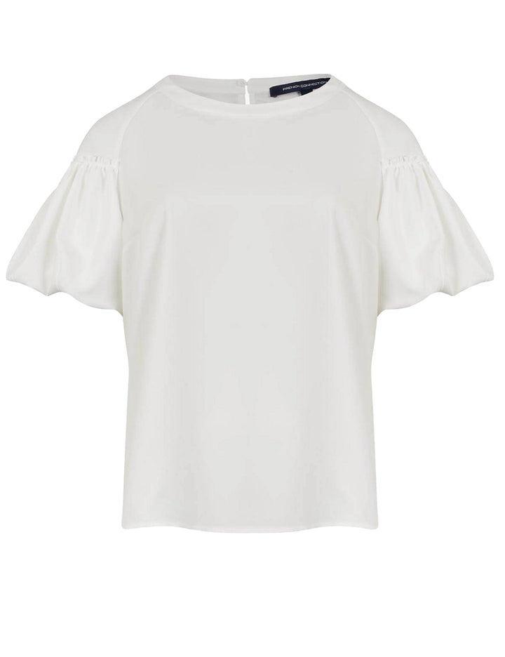 French Connection Summer White Crepe Light Puff Sleeve Top