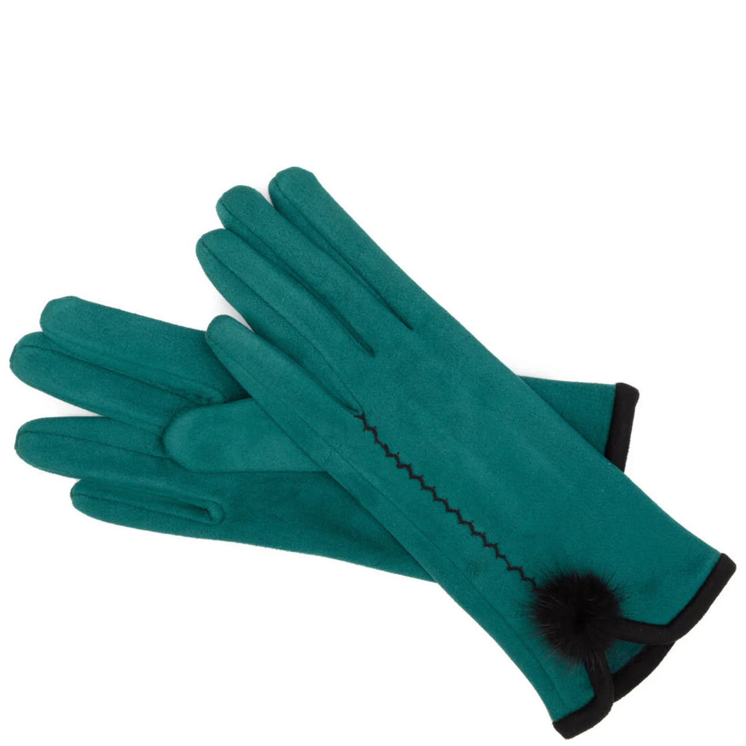 Elie Beaumont Teal Pom Pom Gloves