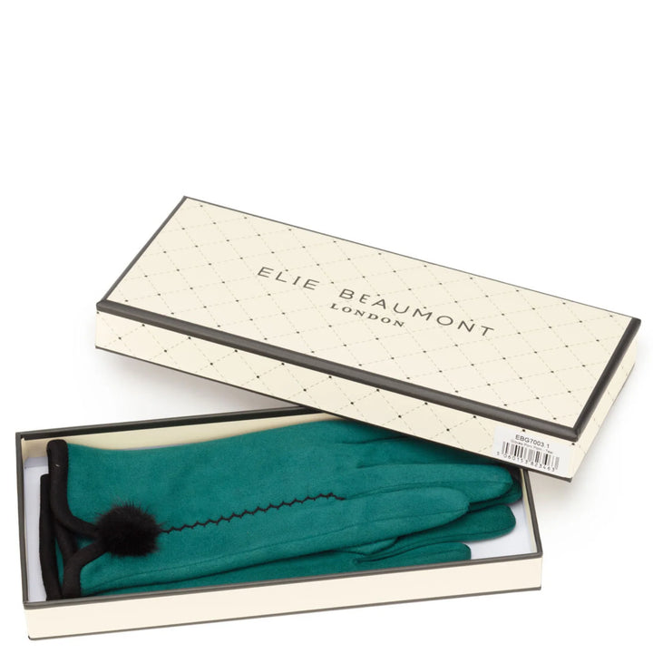 Elie Beaumont Teal Pom Pom Gloves