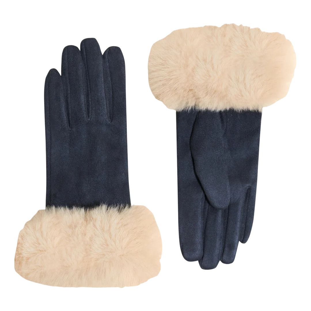 Powder Bettina Navy/Cream Knitted Gloves
