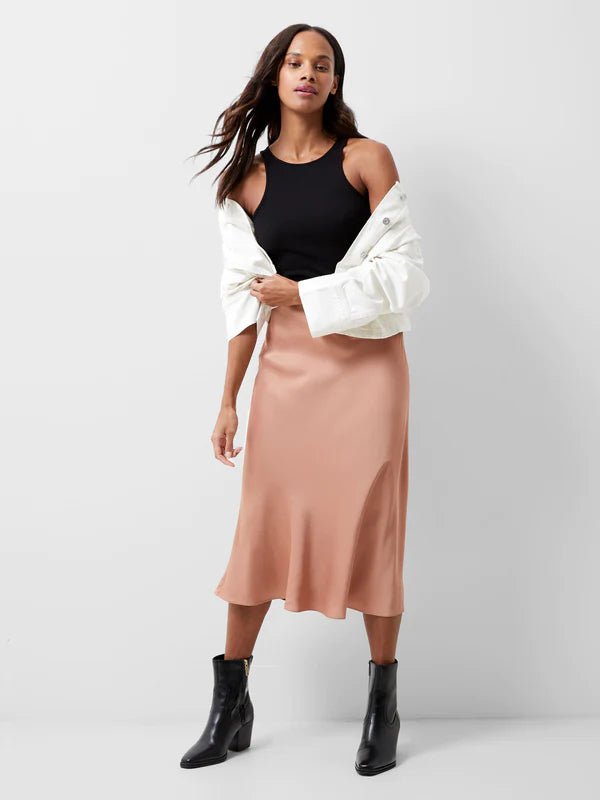 French Connection Mocha Mousse Midaxi Slip Skirt