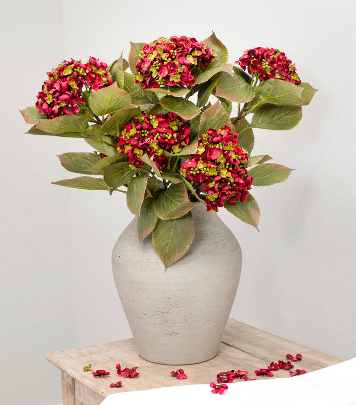 Artificial Burgundy Double Hydrangea Spray