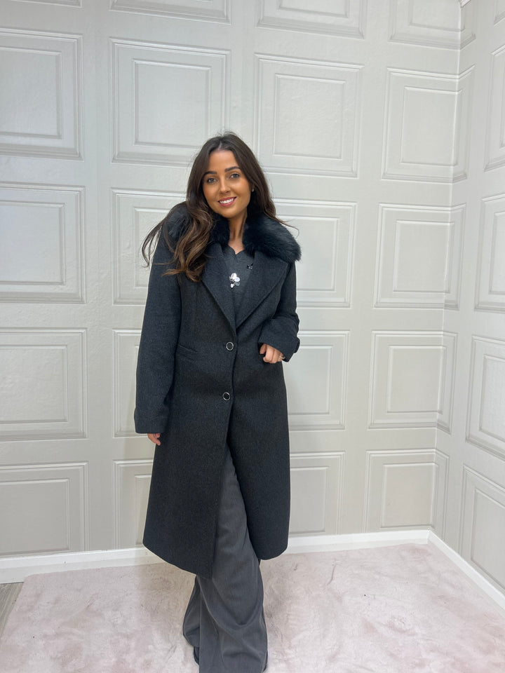 Guess Wool Blend Long Coat Grey free