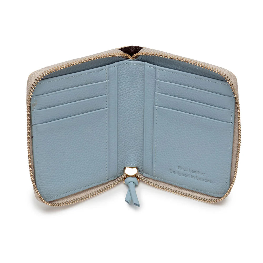 Elie Beaumont Stone/Light Blue Zipper Purse