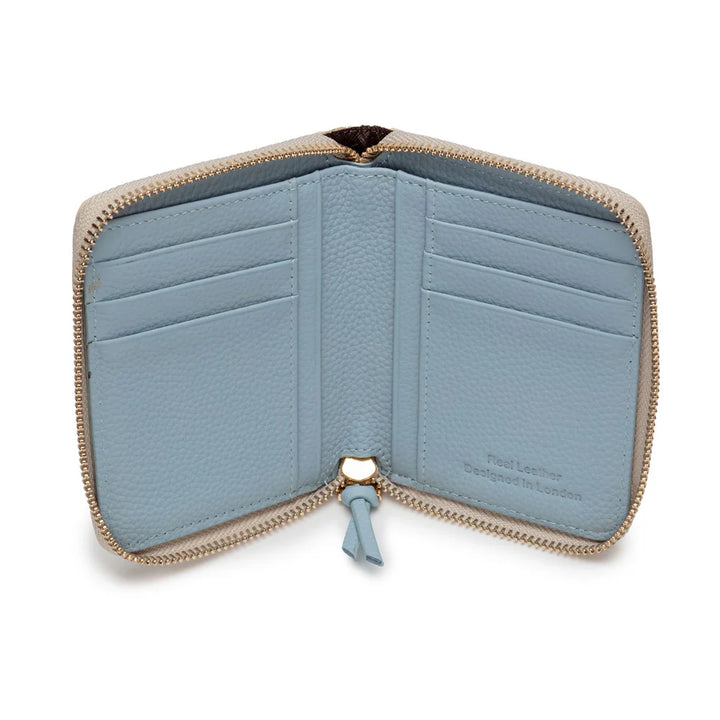 Elie Beaumont Stone/Light Blue Zipper Purse