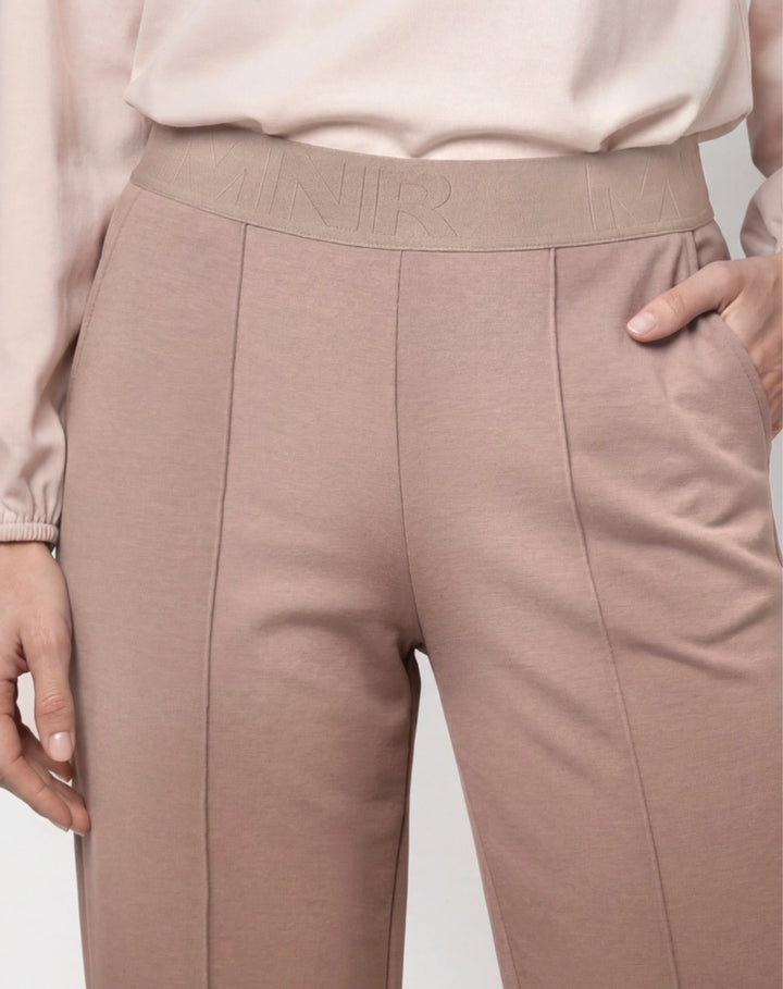 Monari Taupe Elastic Lettering Band Trousers