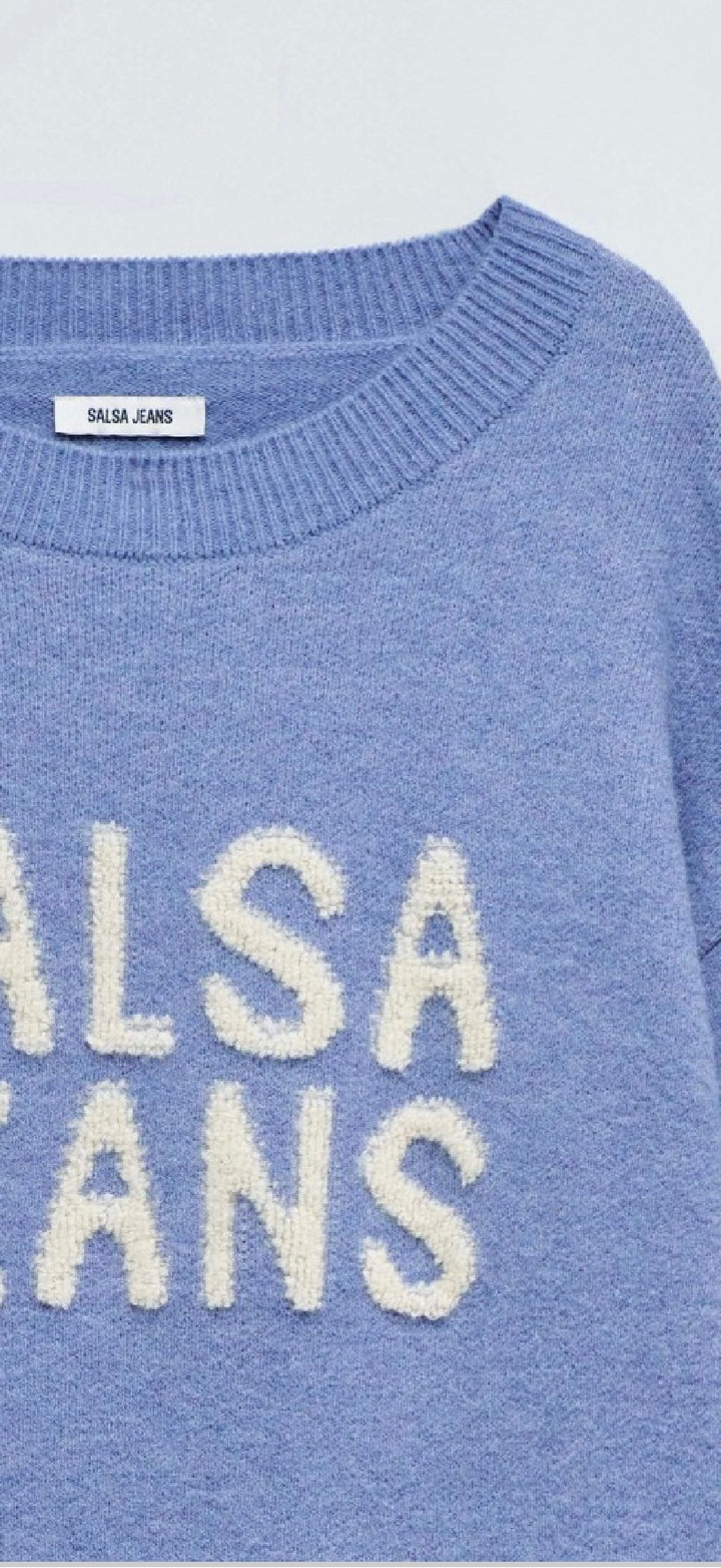 Salsa Blue Knit Branded Sweater