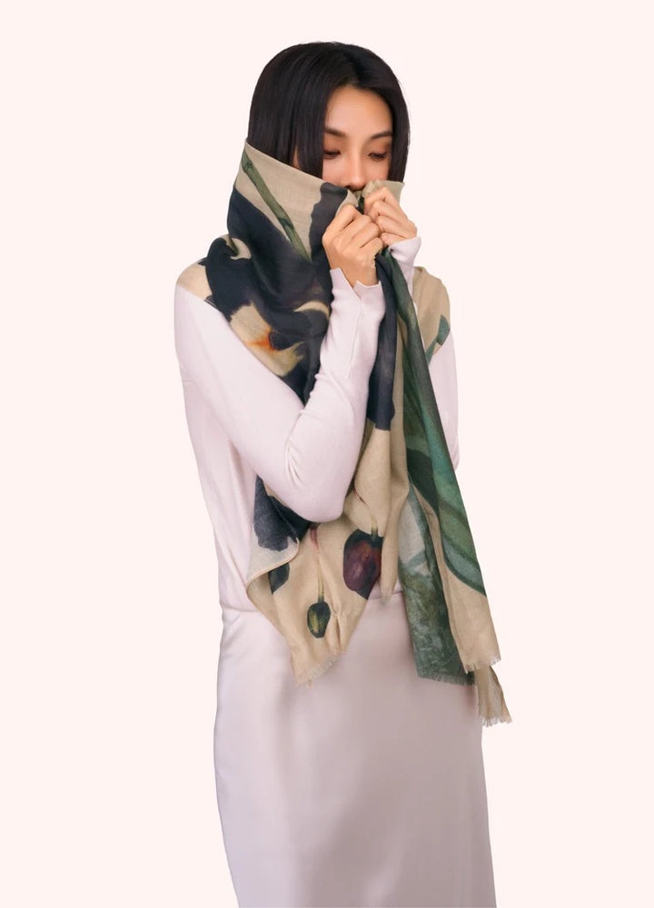 Powder Wool Wrap Scarf | Midnight Orchid