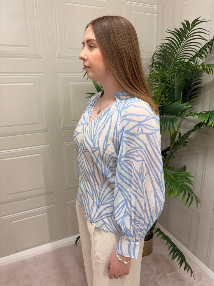 Goa Goa Vienna Blue Printed Blouse