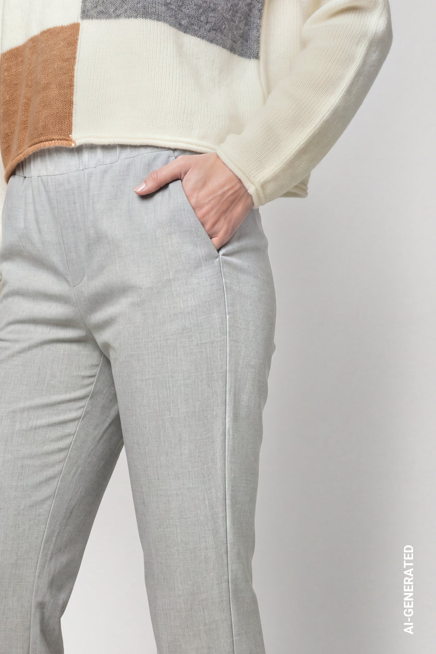 Monari Wide Leg Buisness Trousers | Light Grey