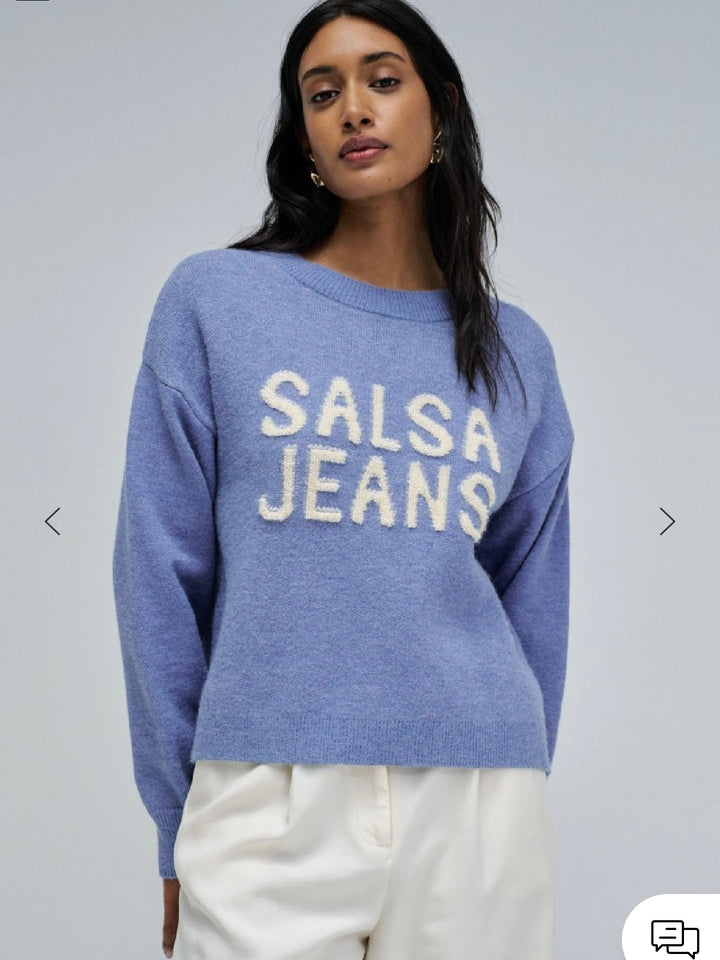 Salsa Blue Knit Branded Sweater
