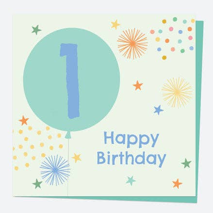 Kids Birthday Card - Boys Balloons Age 1