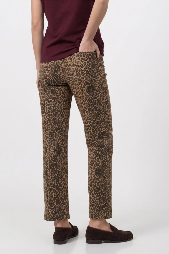 Monari Brown Sugar Leopard Print Straight Leg Jean