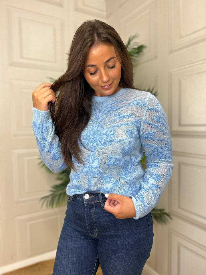 Salsa Lightweight Pattern Blue Knit Jumper