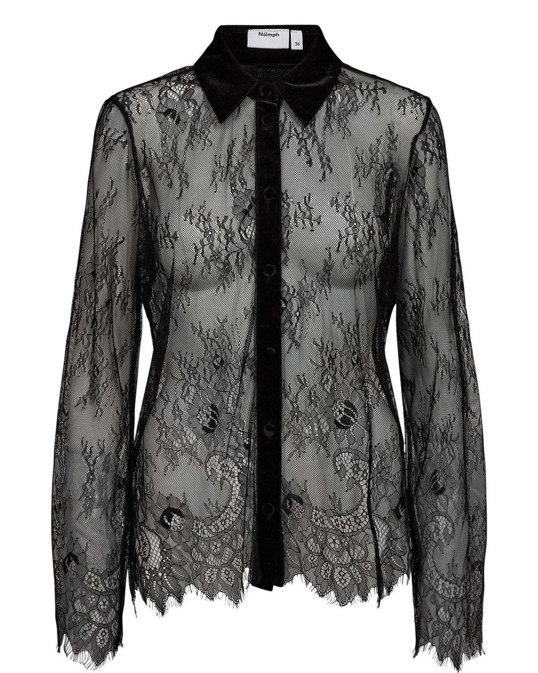 Numph Nusansa Lace Shirt - Caviar
