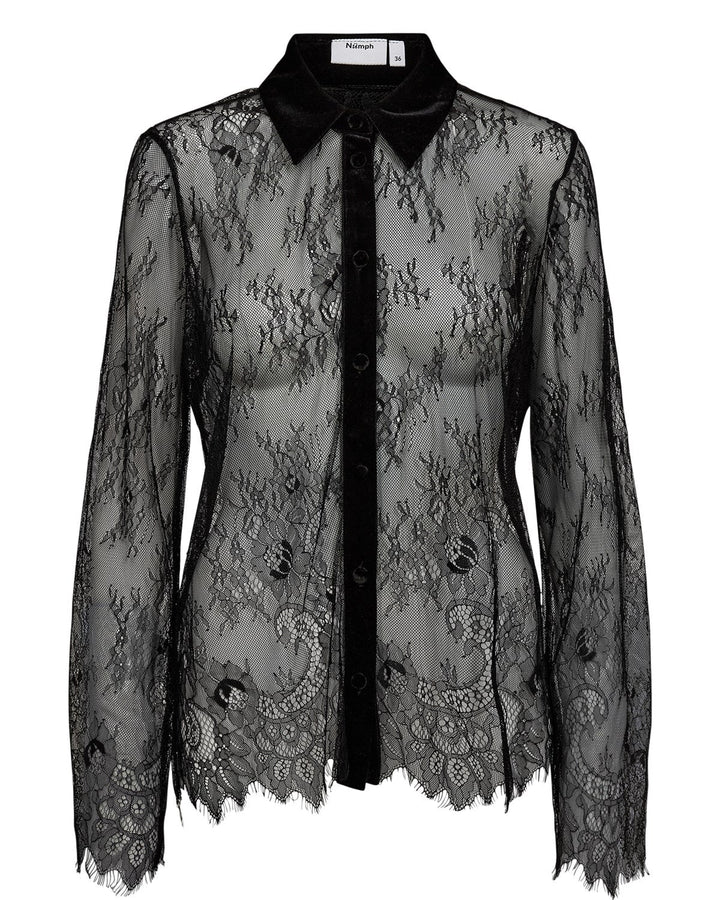 Numph Nusansa Lace Shirt - Caviar