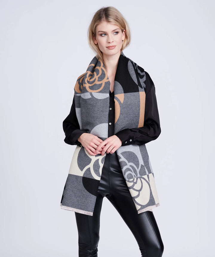 Pia Rossini Eden Scarf Silver Grey/Camel