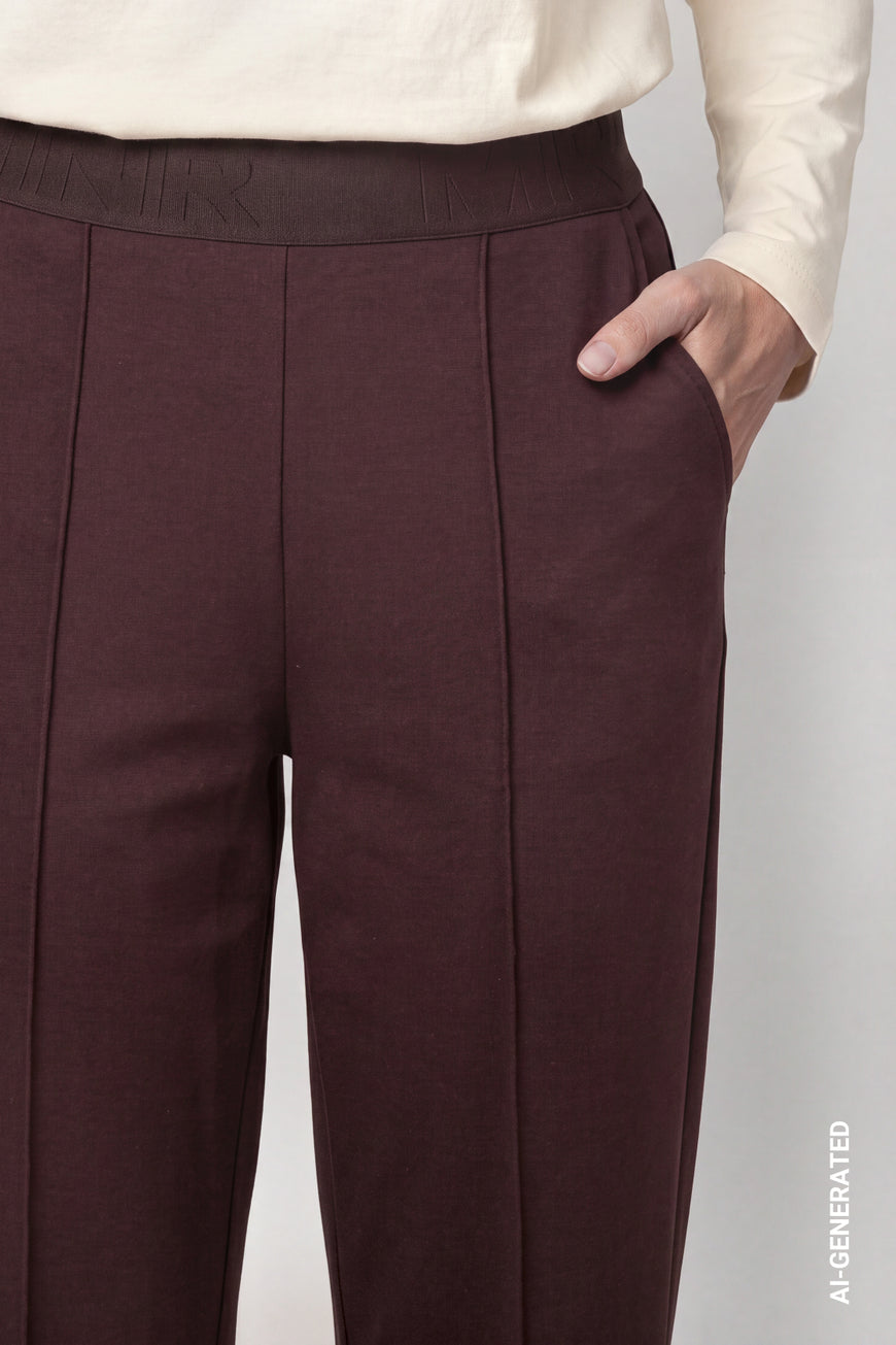Monari Elastic Lettering Band Pants | Black Coffee
