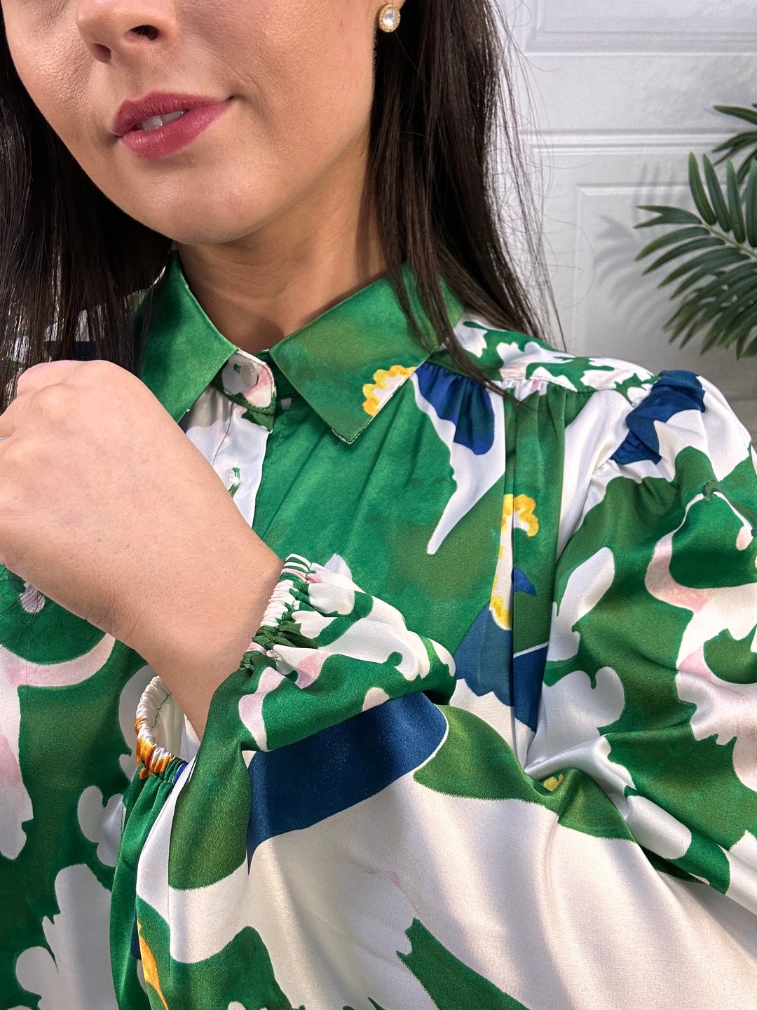 Traffic People Tremors Green Cockatoo Blouse