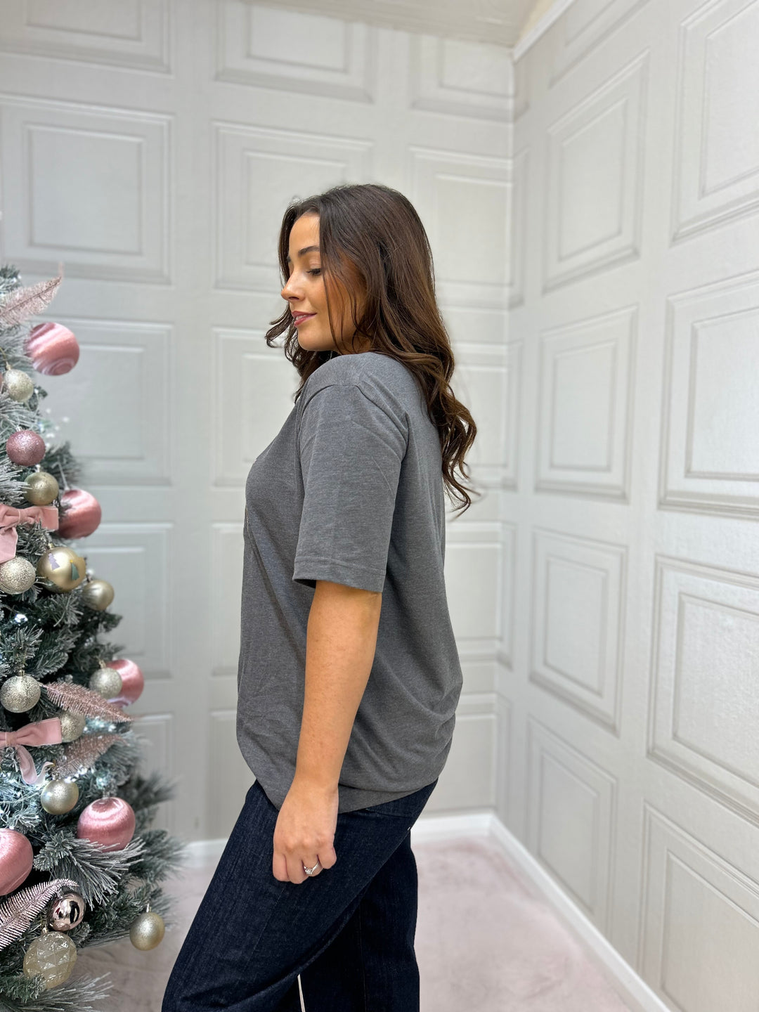 Numph Nuprima Oversized Tee Dark Grey