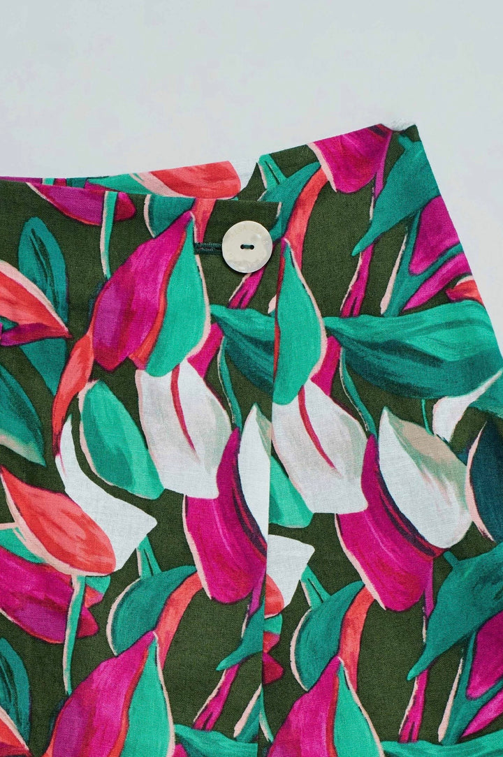 Salsa Vibrant Leaf Print Skort