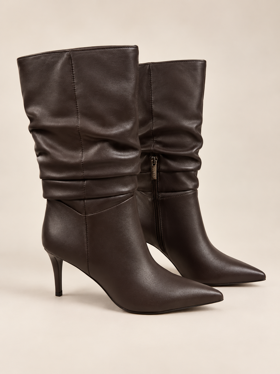 Guess Brown Leather Heel Boot