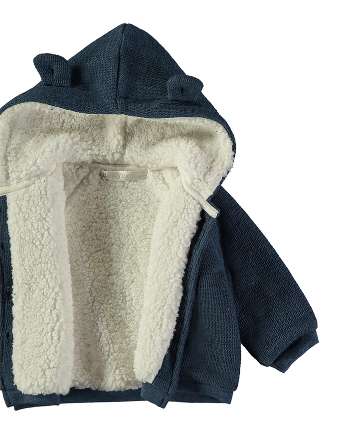 Babybol Hooded Knit Baby Jacket | Ocean Blue