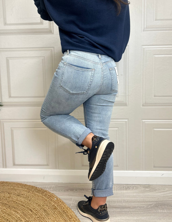 French Connection Stretch Cigarette Ankle Bleach Wash Denim