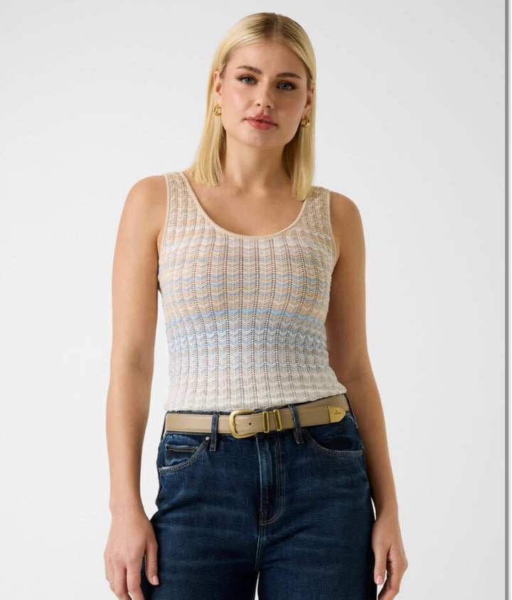 Guess Rosalyn Blue/Beige Crotchet Tank Top