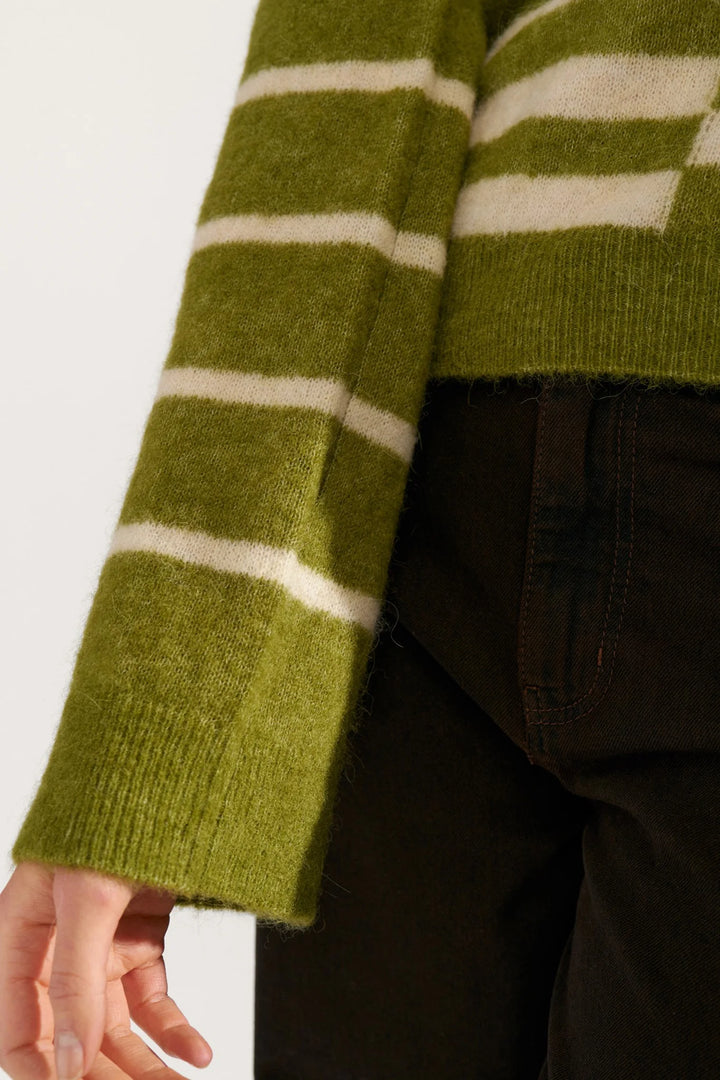 Numph Nuriette Block Stripe Pullover | Calla Green