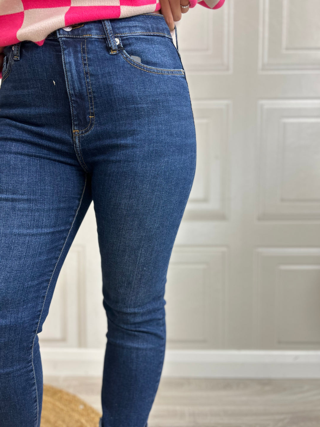 French Connection Stretch Cigarette Ankle Mid Wash Denim