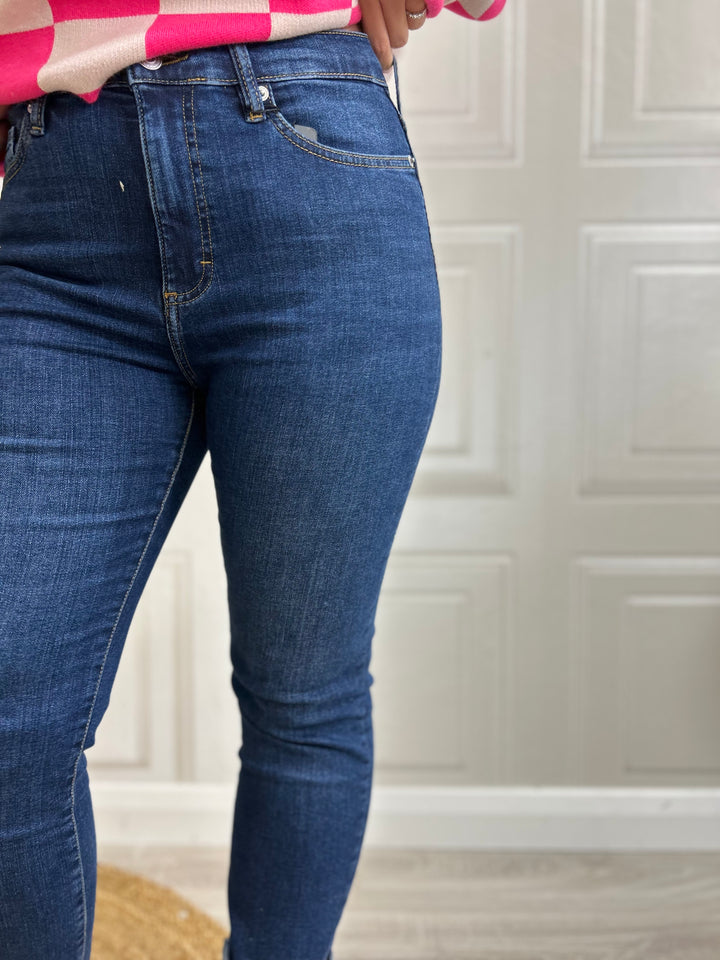 French Connection Stretch Cigarette Ankle Mid Wash Denim