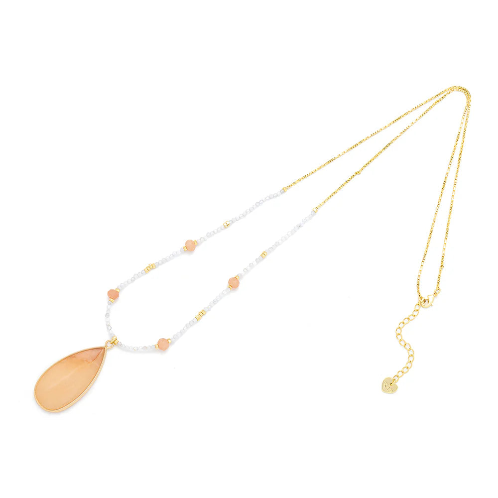 Knight &amp; Day Peach Aventurine Stone Necklace