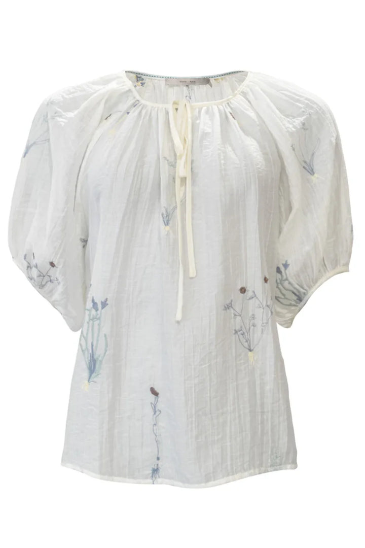 Costa Mani White Flower Louisa Blouse