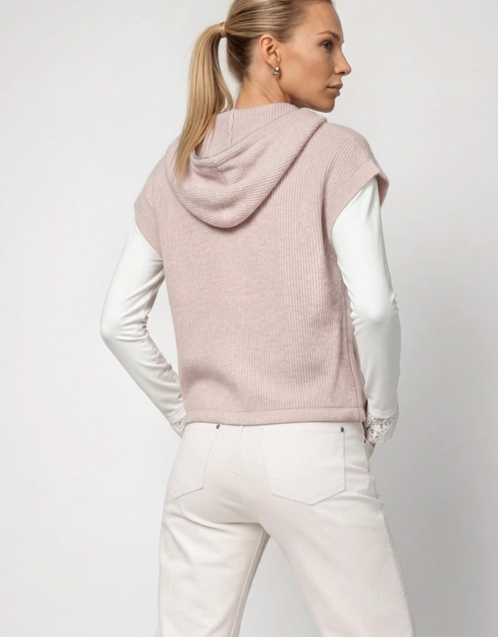 Monari Rosewater Knitted Zip Up Vest