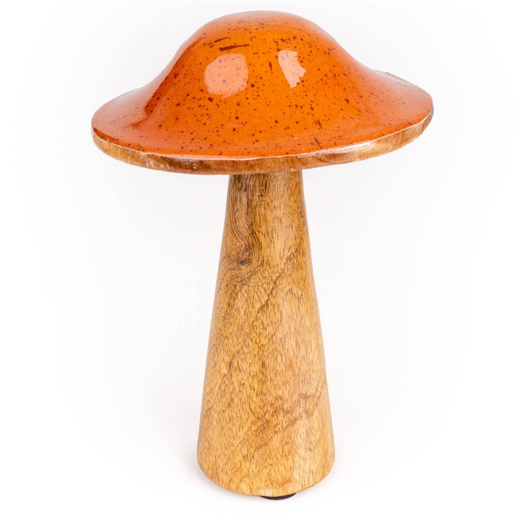 Tall Mushroom Mango Wood &amp; Enamel - Terracotta