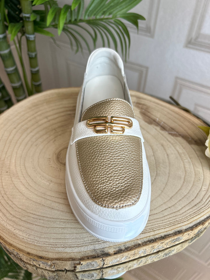 Patrizio Como Catanzaro Bianco Oro Loafer