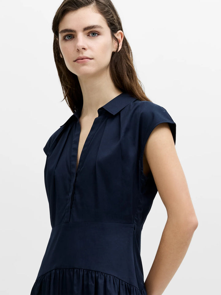 French Connection Alexis Poplin New Navy Midi Dress