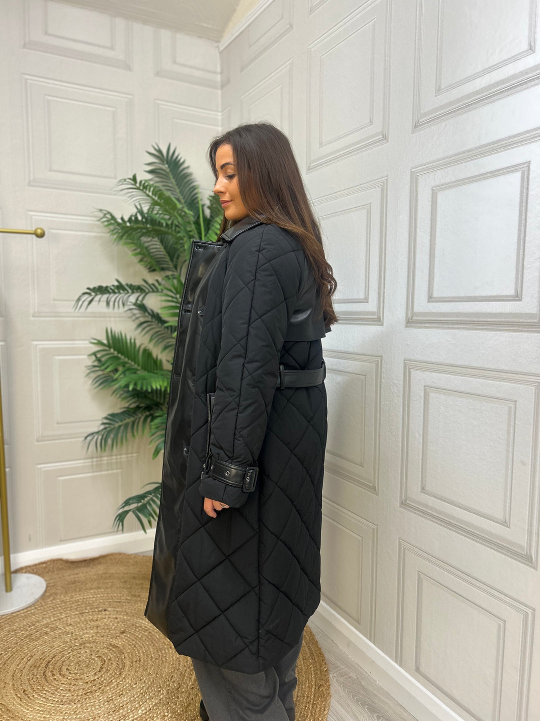 Guess Jet Black Long Black Coat