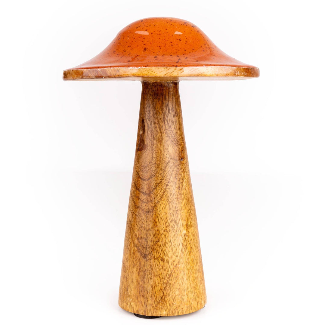 Tall Mushroom Mango Wood &amp; Enamel - Terracotta
