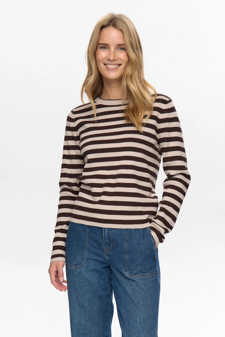 Numph Nustripy Pullover | Black Coffee