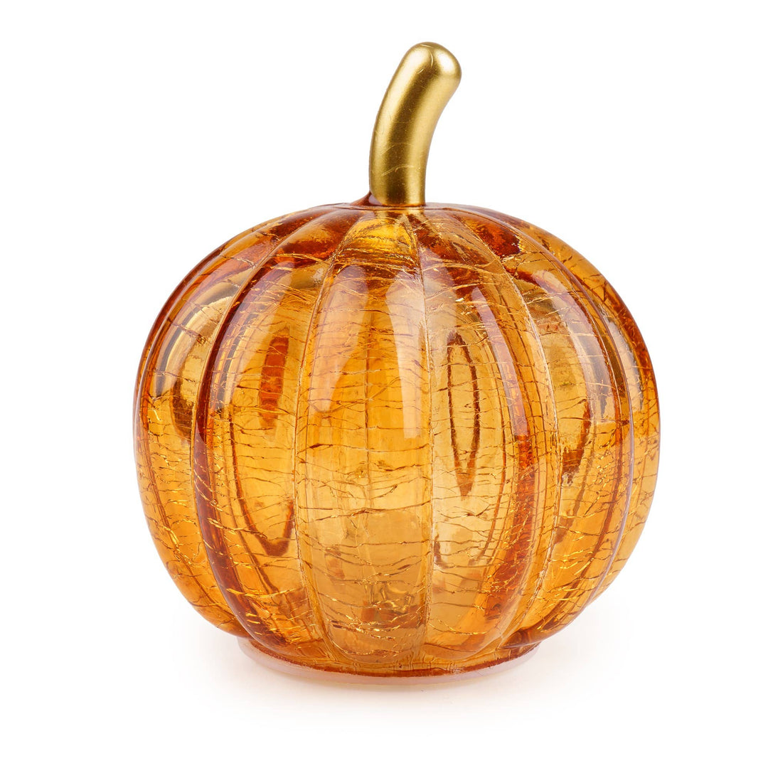 Small LED Glass Pumpkin - Orange