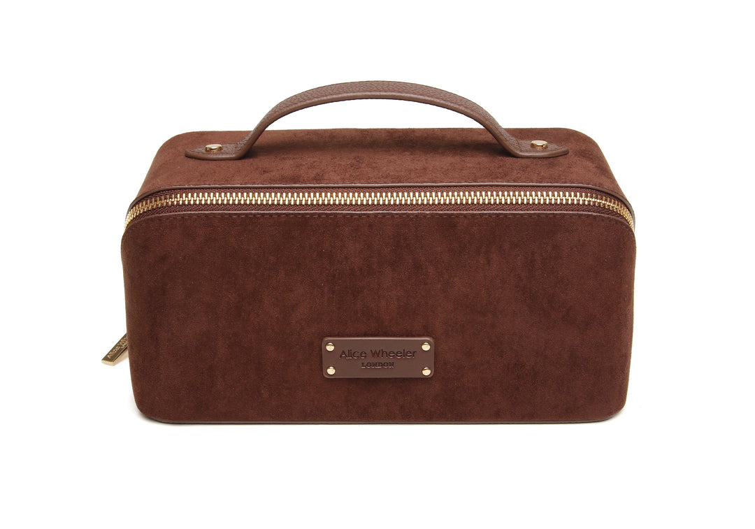 Alice Wheeler Suede Kensington Train Case | Chocolate
