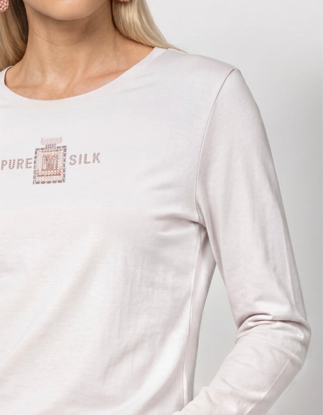 Monari Long Sleeve Pearly Pullover With Perfume Print