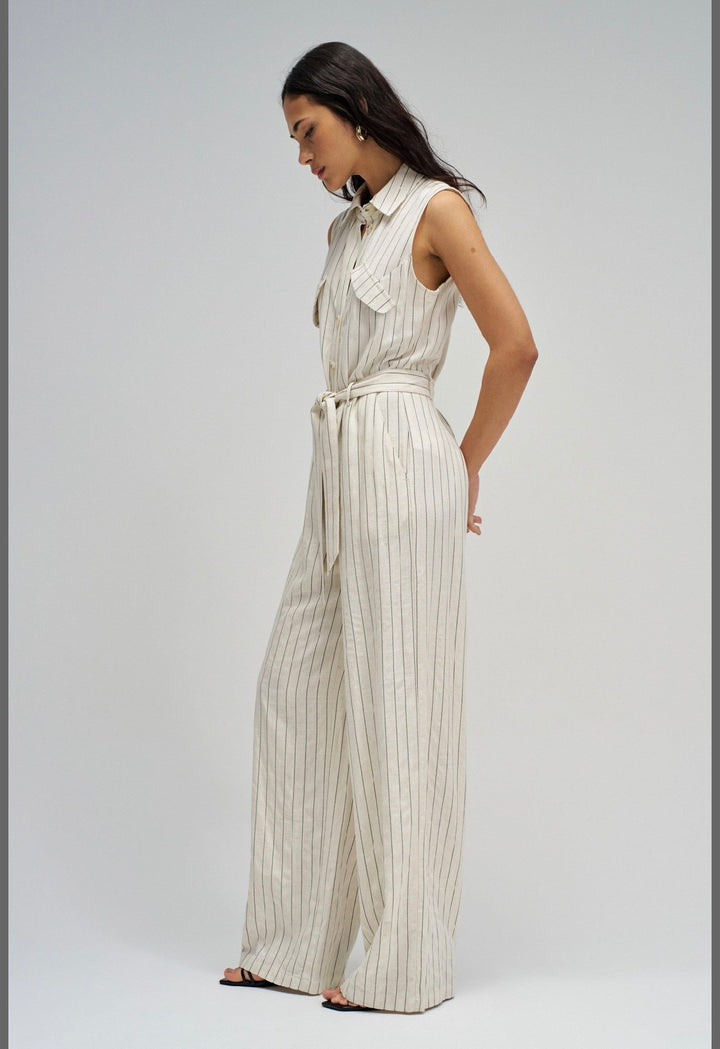 Salsa Sleeveless Striped Jumpsuit | Light Pearl