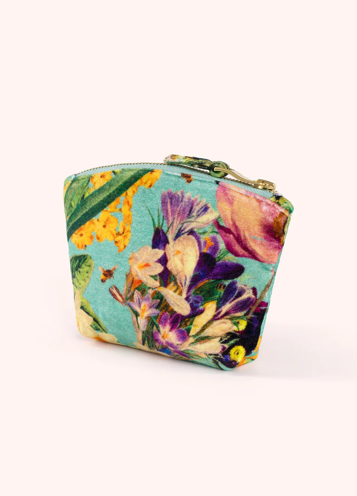 Powder Printed Velvet Mini Pouch | Spring Flora