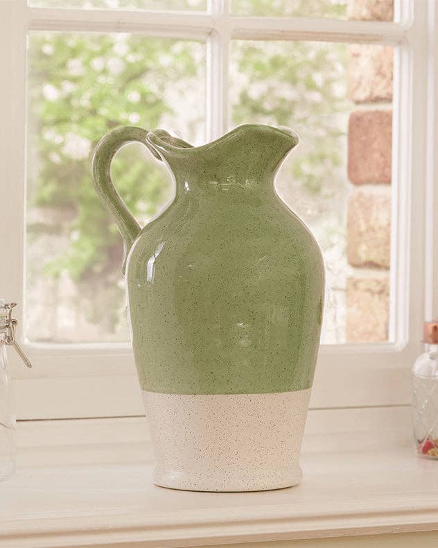 Green and White Two Tone Jug Vase