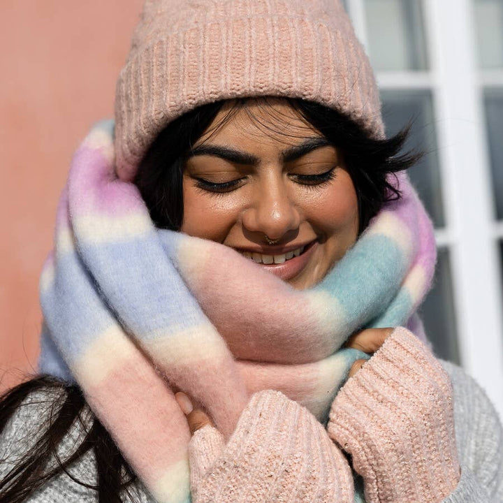 Pastel Stripe Cream Winter Scarf