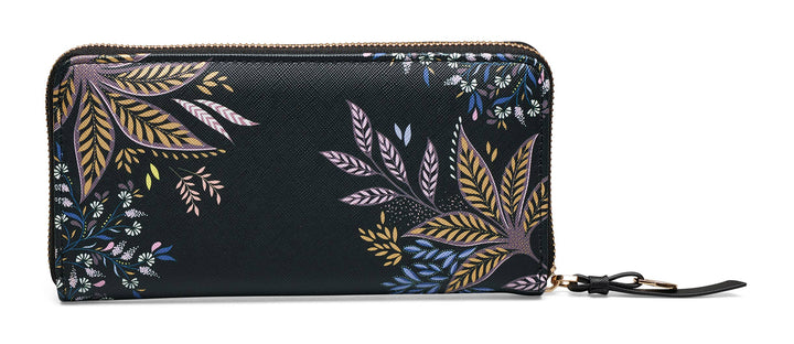 Sara Miller Zip Purse: Black Botanic / Large